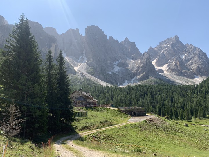Malga Venegiota with Pale di San Martino Italy