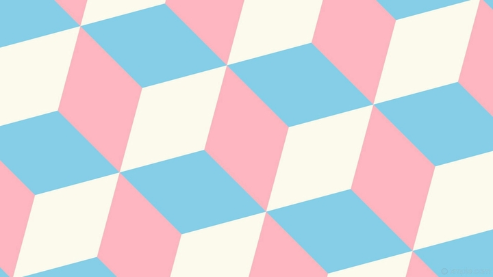 Colorful 3d cube White pink blue