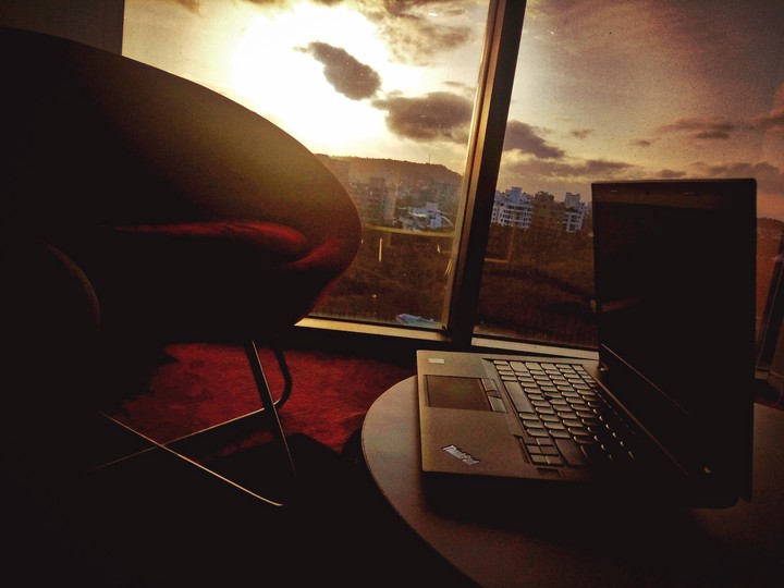 sunset at office