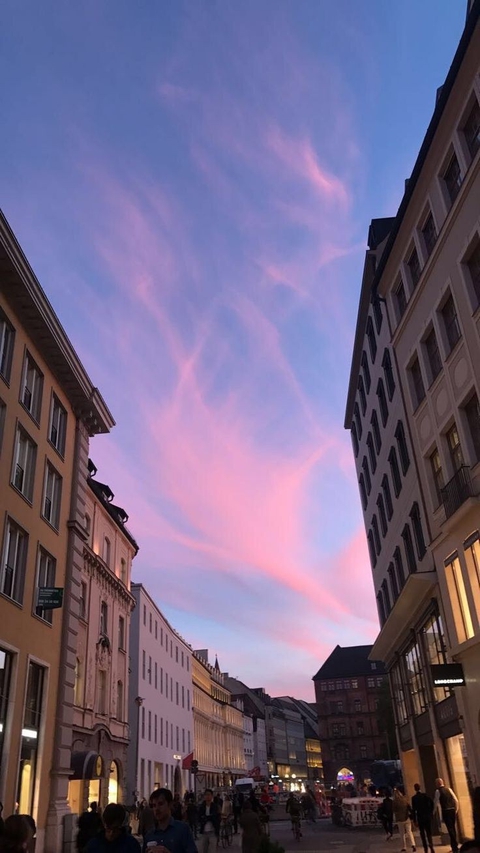 sunset in city