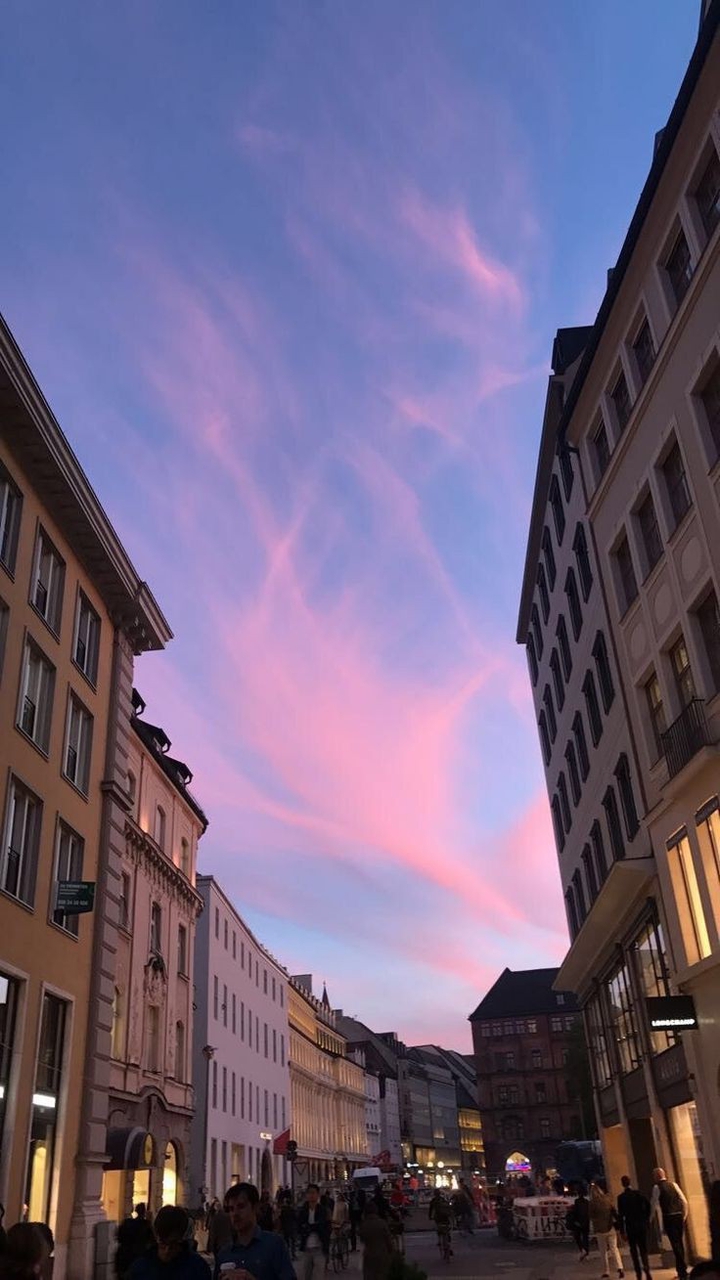 sunset in city