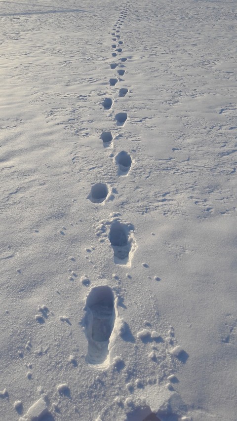 Fußstapfen im Schnee