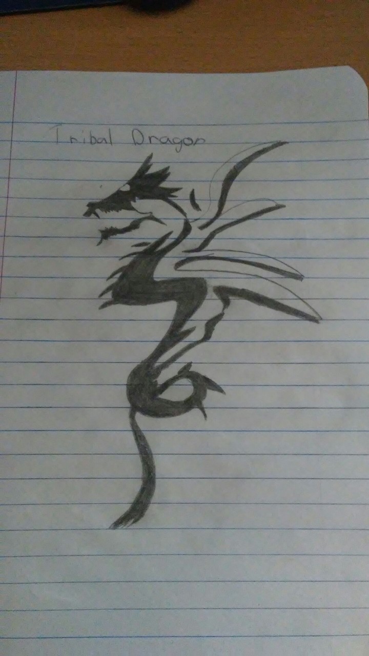 my drawing of a tattoo tribal dragon