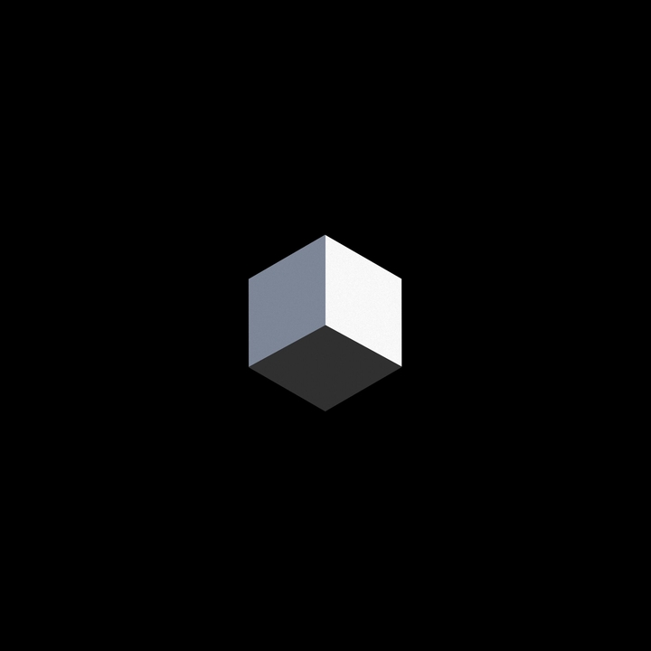 white cube on a black background