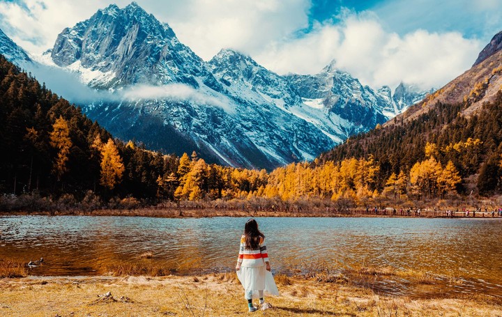 Beautiful landscape with a girl