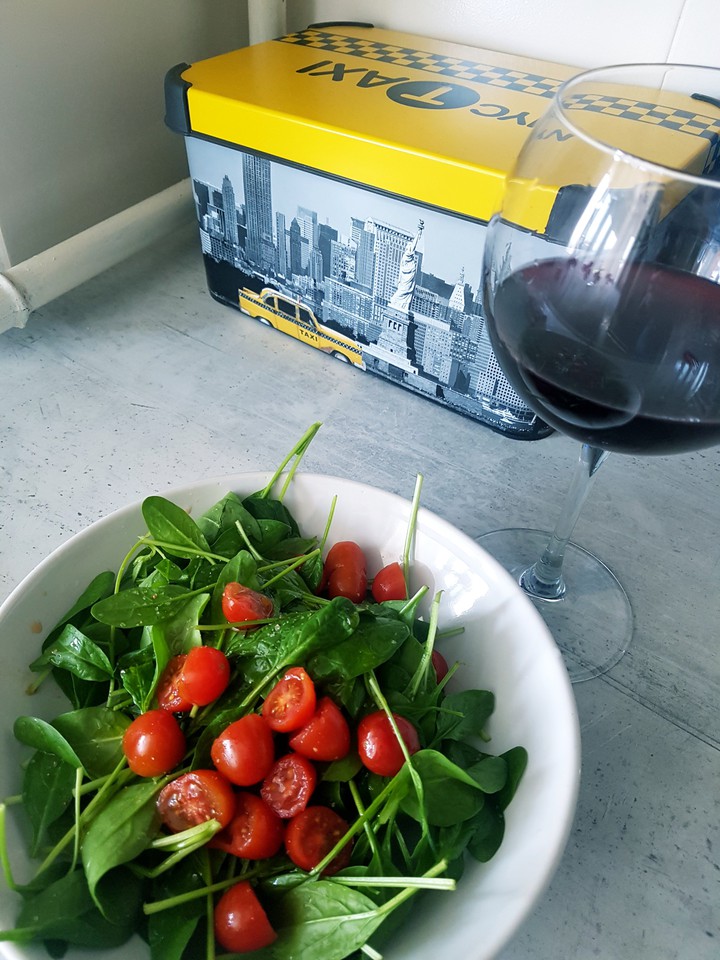 greens and wine