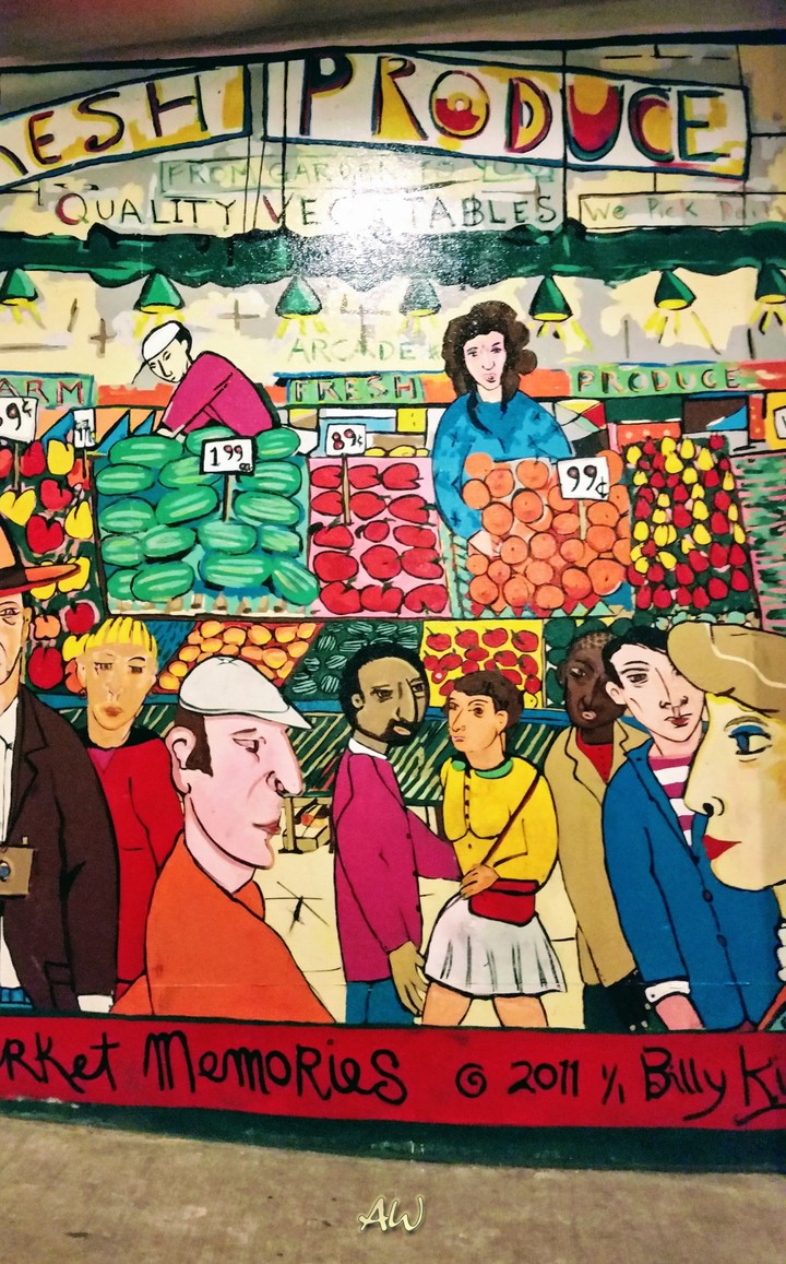 Wall graffiti within Pike Place Market in Seattle, WA