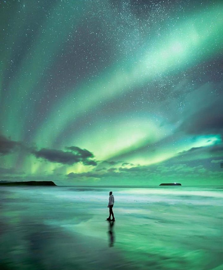 walking in nature and aurora