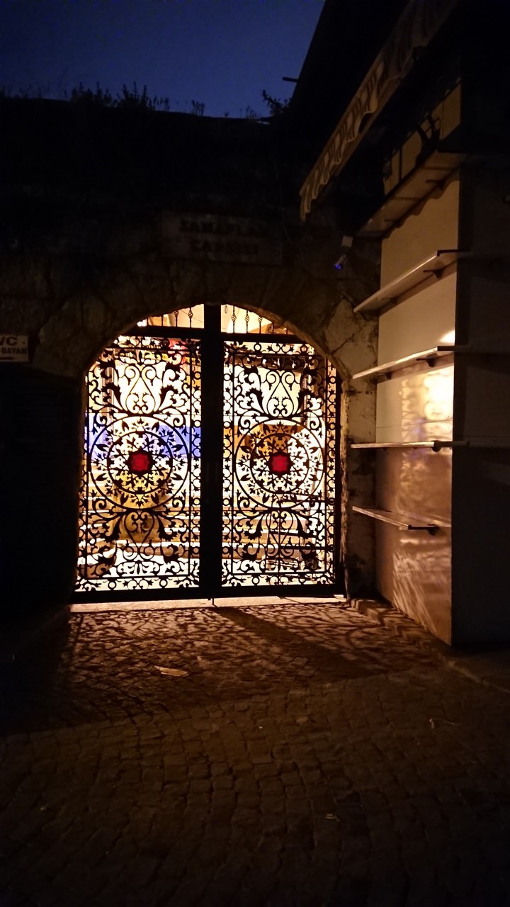 a door with lights