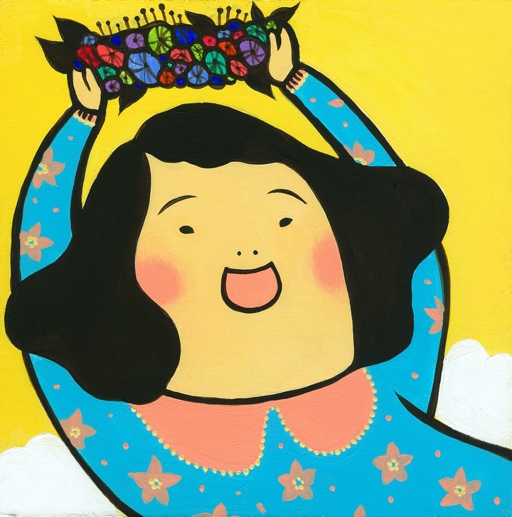 꽃 왕관을 쓰고