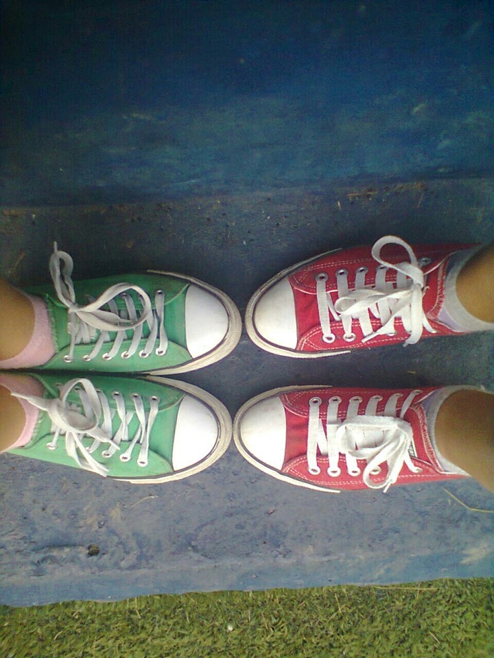 Red-Green shoes
