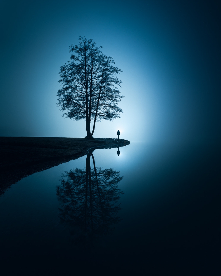 Dark misty evening