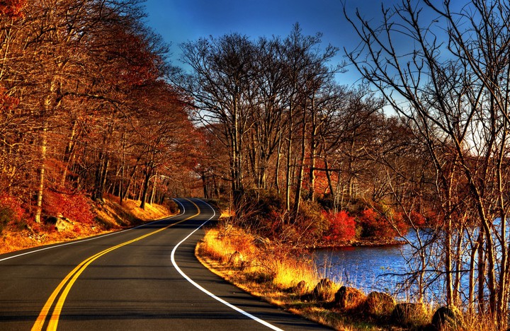 Road and lake
