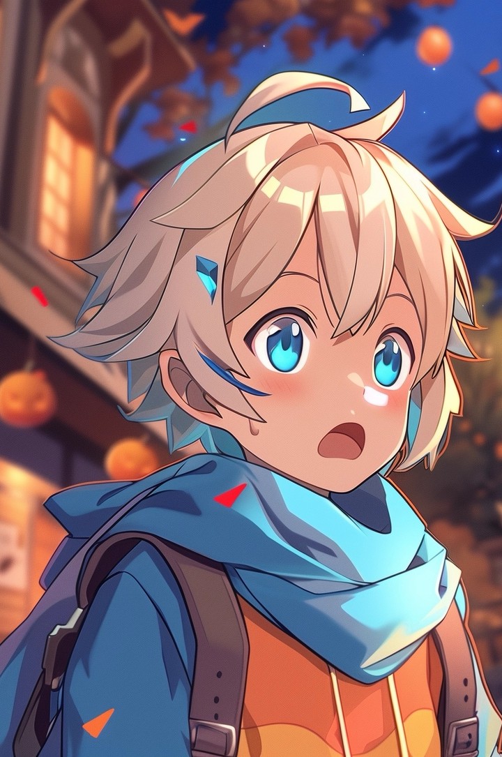 Anime cute boy cartoon character