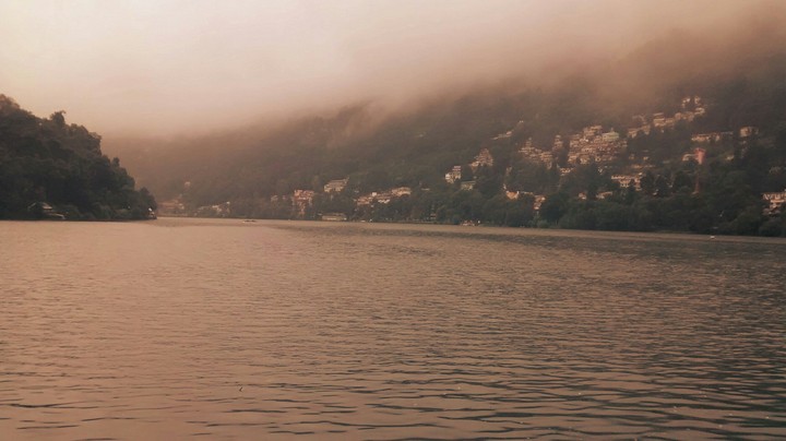 Lake , fog, clouds, sky, Nature, mountain