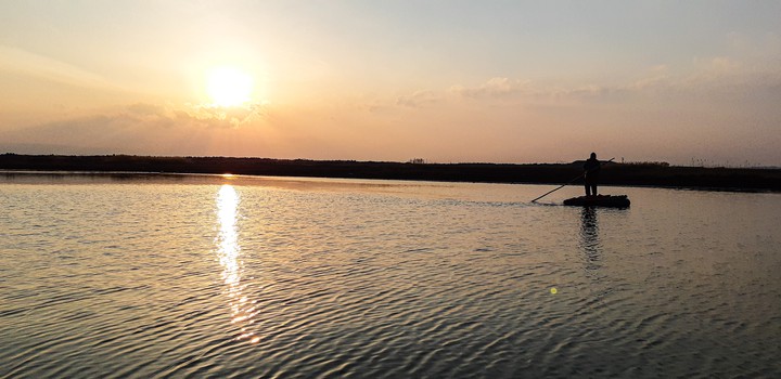 Lonely man and sunset
