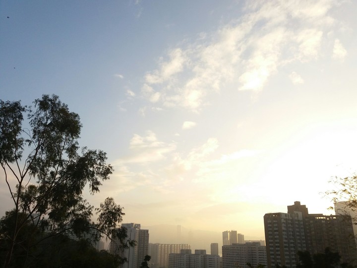 The sun going down