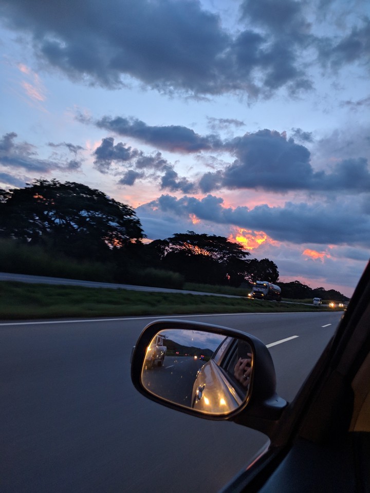 sunset on the road