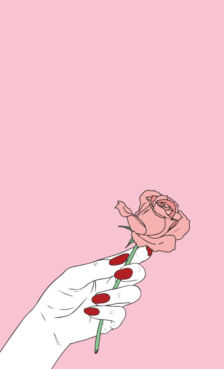 Red nails with rose