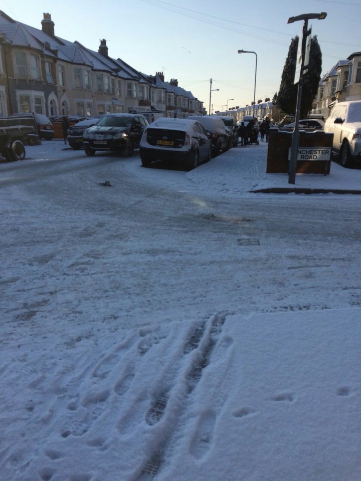 snow and cars