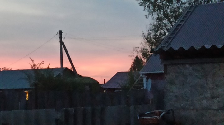 закат в деревне