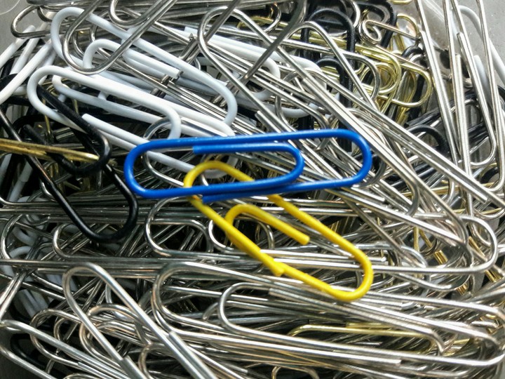 Silver. Blue. Yellow. Silver. Paper Clips! 