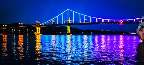 Kyiv. Dnieper river. Paton bridge.
