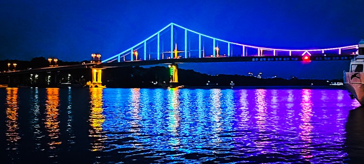 Kyiv. Dnieper river. Paton bridge.