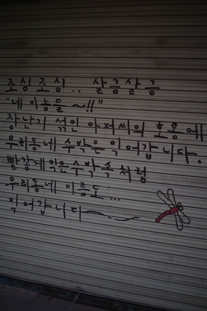 잠자리 날아다니다 잠자리꽃에 앉았네 살금살금