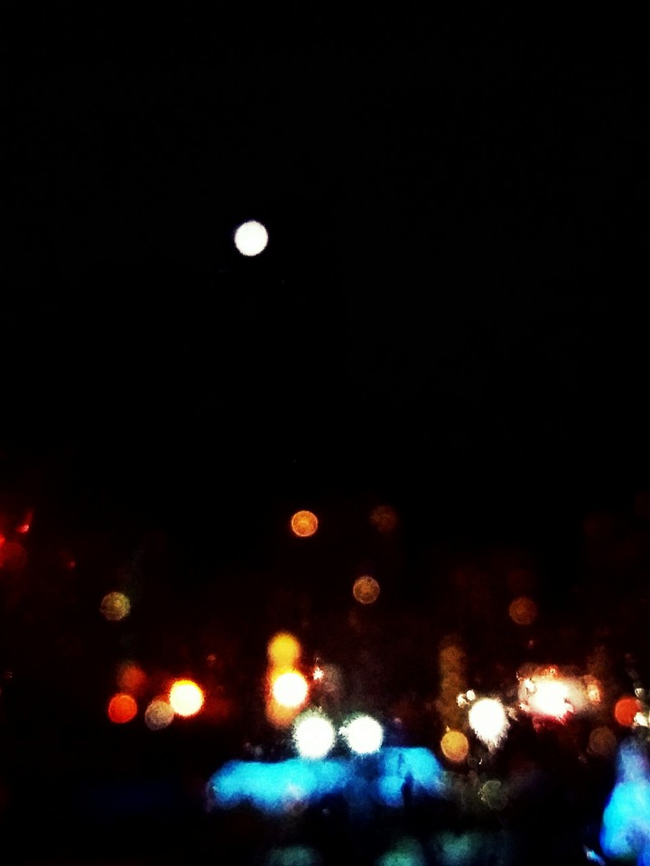 Winter and moon in sky
