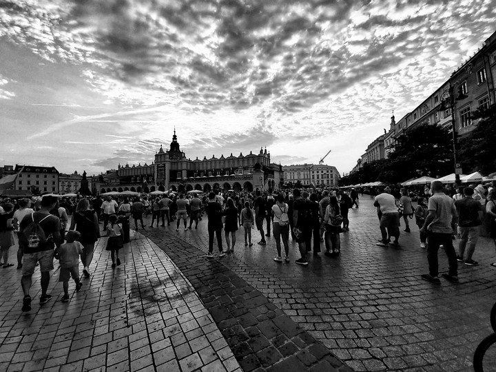 sunset over the market square