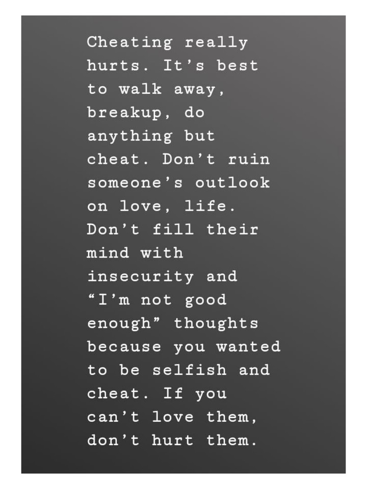 don't cheat someone