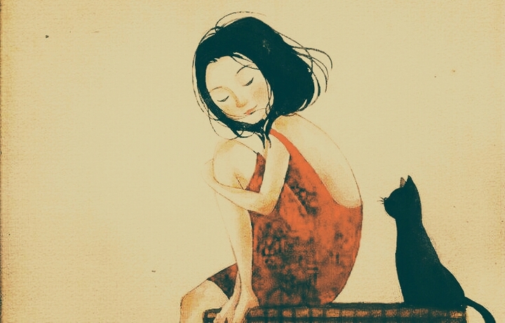 girl with cat