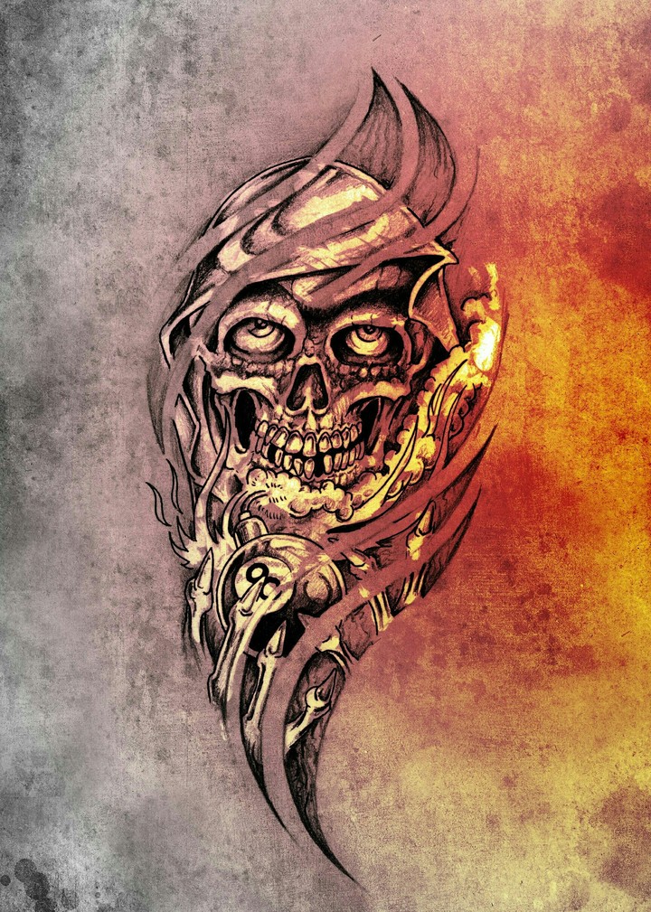 Skull w/ 8ball Illustration