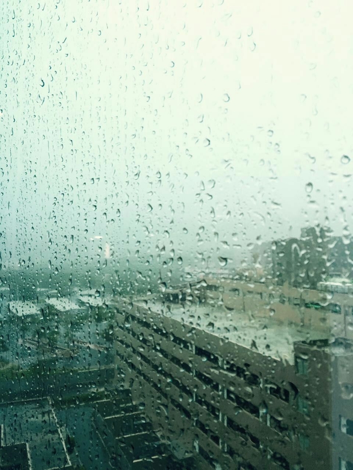 view from office during rainy day