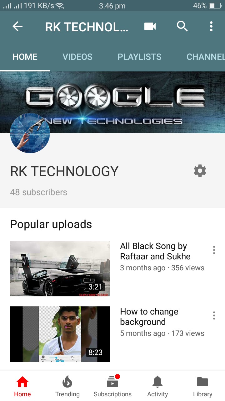 my YouTube channel
