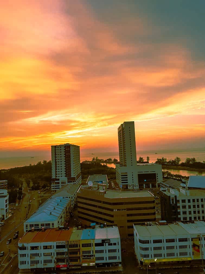 Sunset view from a window