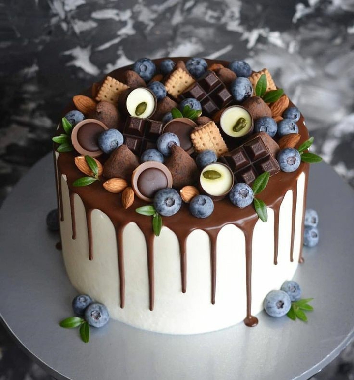 Chocolate and Blueberries truffle Cake