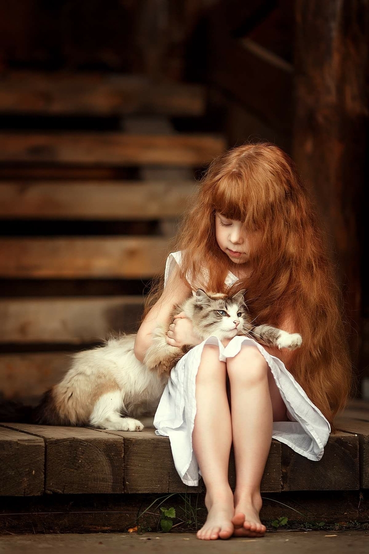 nice girl with her pet