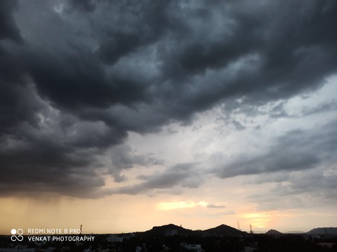 Dark clouds and sunset