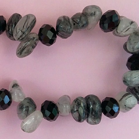 Rutilated Quartz Nugget Handmade Gemstone Bracelet.