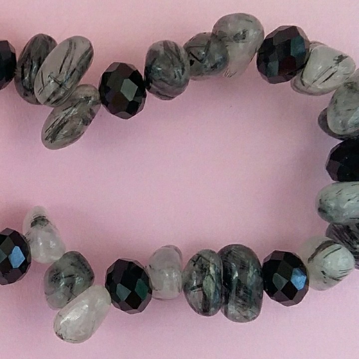 Rutilated Quartz Nugget Handmade Gemstone Bracelet.