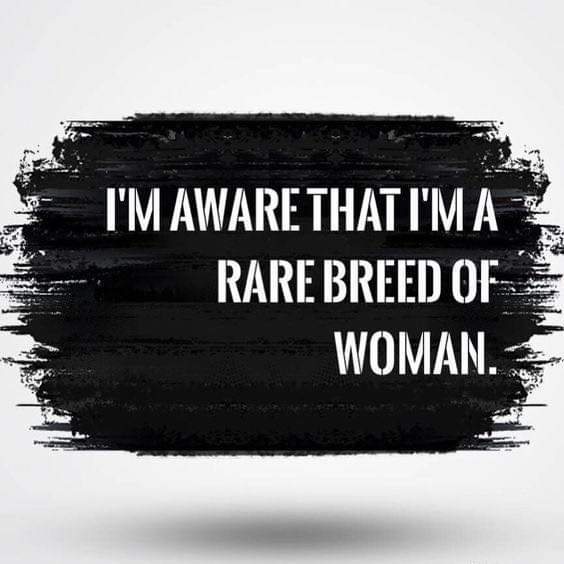 I'm aware that I'm a rare breed of woman