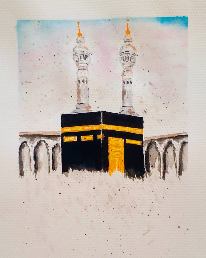 kaaba watercolor art.