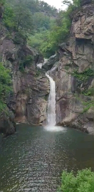 At Sambuyeon Falls on the Hantan River in Korea
