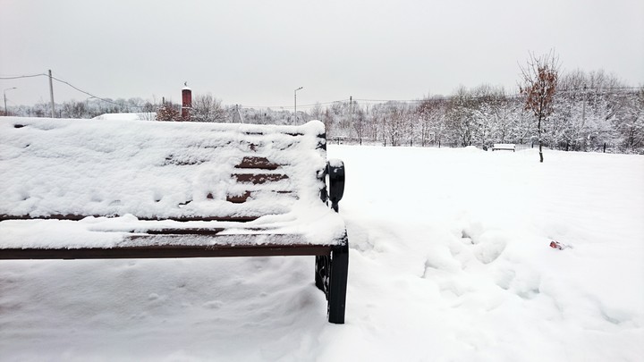 bench in the snow