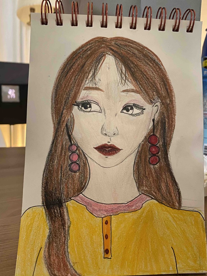 초등 딸이 그린 그림..유튜브선생님보고..