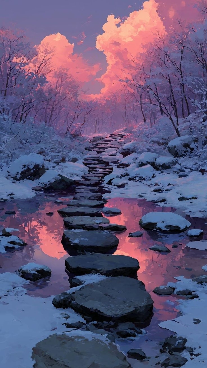 тапети winter, stream