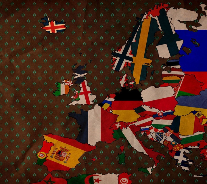 Europe map flags