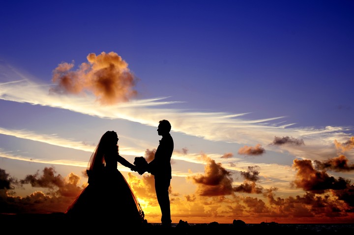 Newlyweds Silhouettes Couple